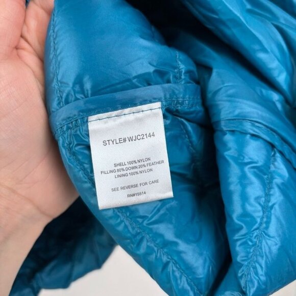 Made by Johnny women's 2XL blue packable puffer full zip removable hood jacket - Picture 4 of 8